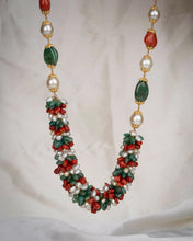 Pearl + Coral + Emerald Grape (Angoor) Necklace Sarafa Bazar India