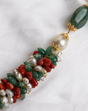 Pearl + Coral + Emerald Grape (Angoor) Necklace Sarafa Bazar India