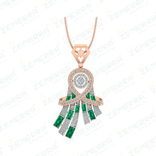 14K Rose Gold Pendant with Emerald and Diamonds Sarafa Bazar India