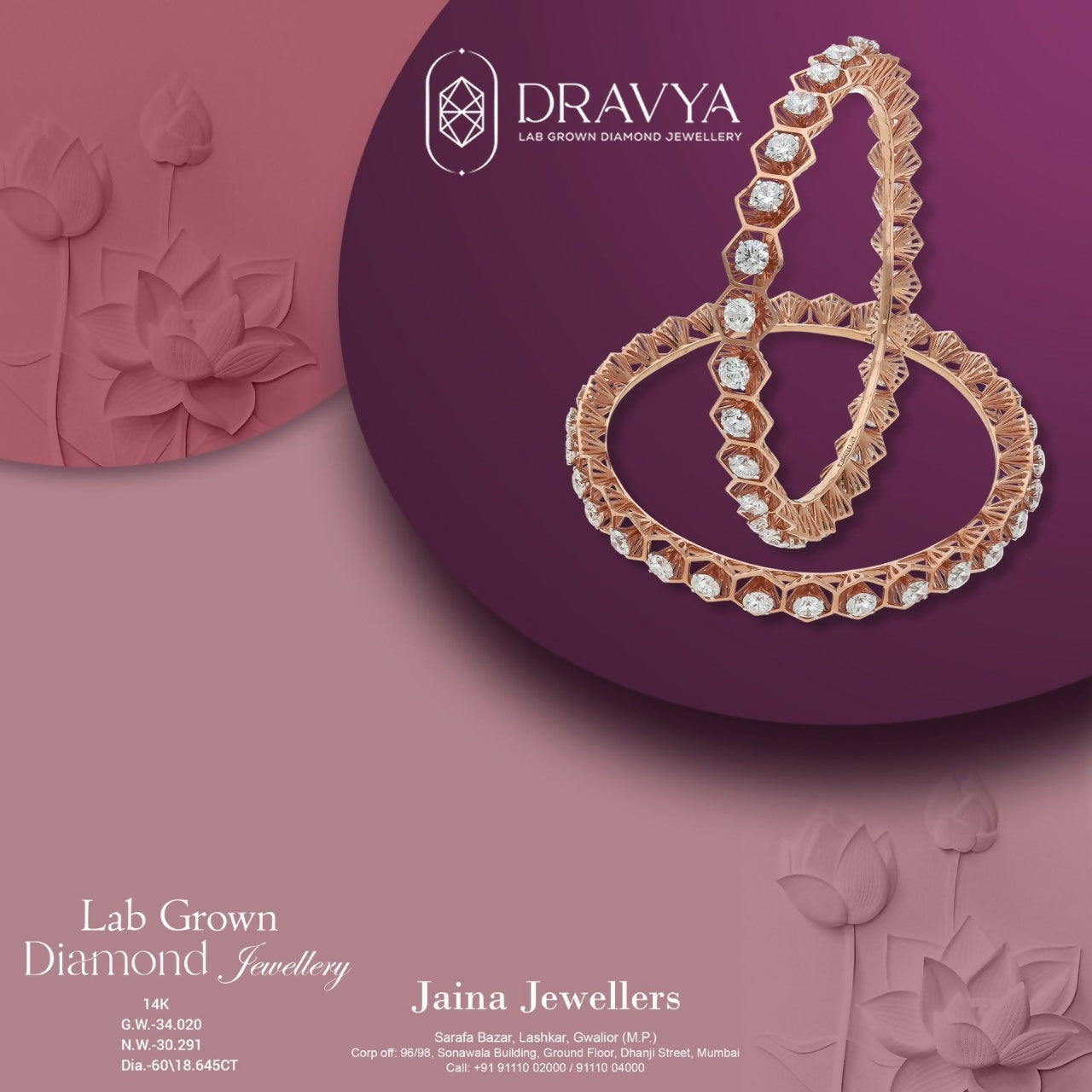 Lab Grown Diamond Bangle Sarafa Bazar India
