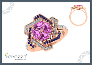 Popular Choice 14K Gold Diamond Dual Color Floral Ring Sarafa Bazar India