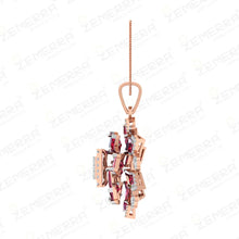 Premium 14K Rose Gold Diamond Floral Design Pendant Set Sarafa Bazar India