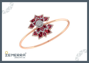 Premium 14K Rose Gold Diamond Floral Ruby Stone Bracelets Design Sarafa Bazar India