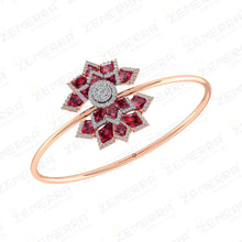 Premium 14K Rose Gold Diamond Floral Ruby Stone Bracelets Design Sarafa Bazar India