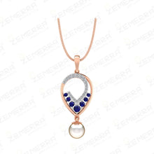 Premium 14K Rose Gold Diamond Pendant Set With Pearls Sarafa Bazar India