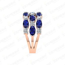 Premium 14K Rose Gold Diamond Tripal Row Band Ring Sarafa Bazar India