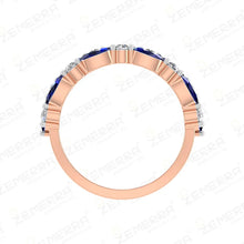 Premium 14K Rose Gold Diamond Tripal Row Band Ring Sarafa Bazar India