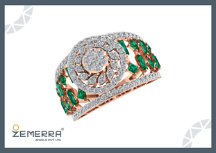 Most Loved Style Diamond Ring in 14K Rose Gold Sarafa Bazar India