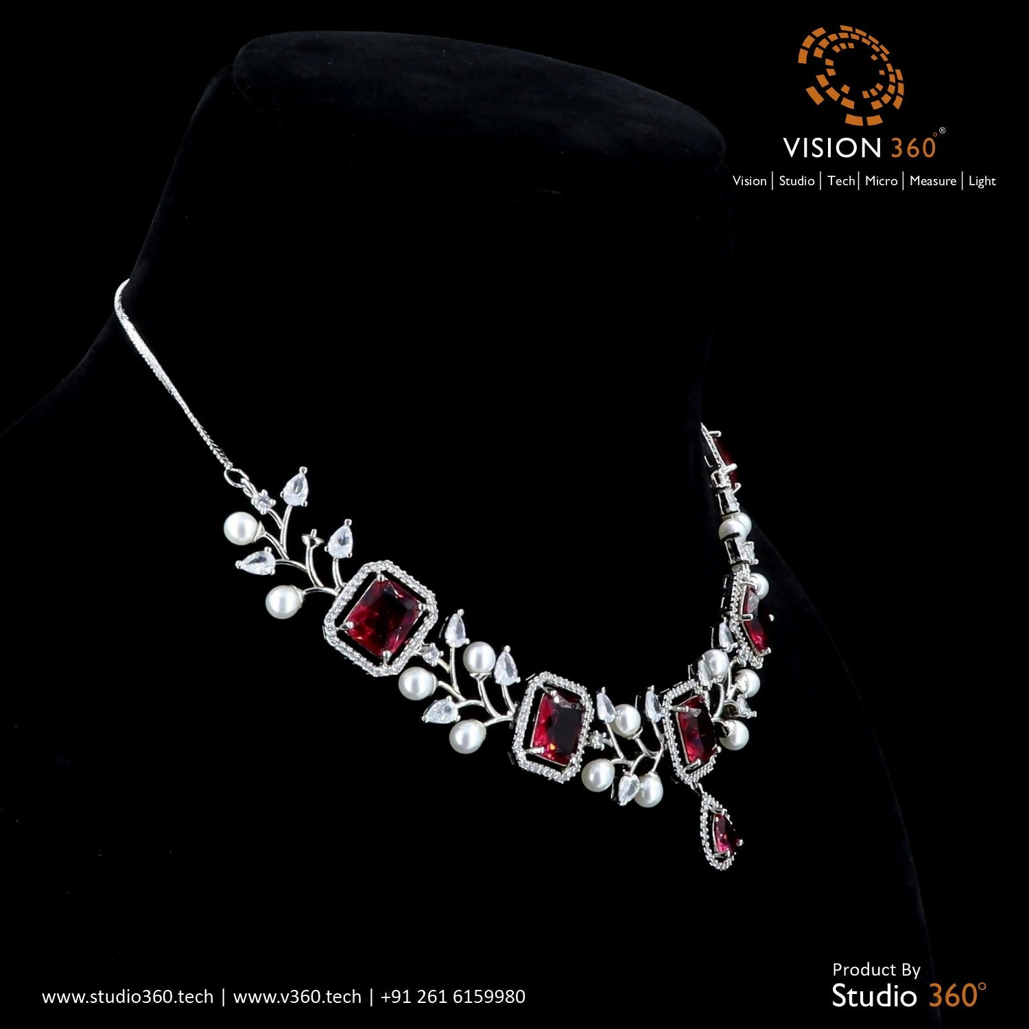 Red Coloured Diamond Necklace Sarafa Bazar India