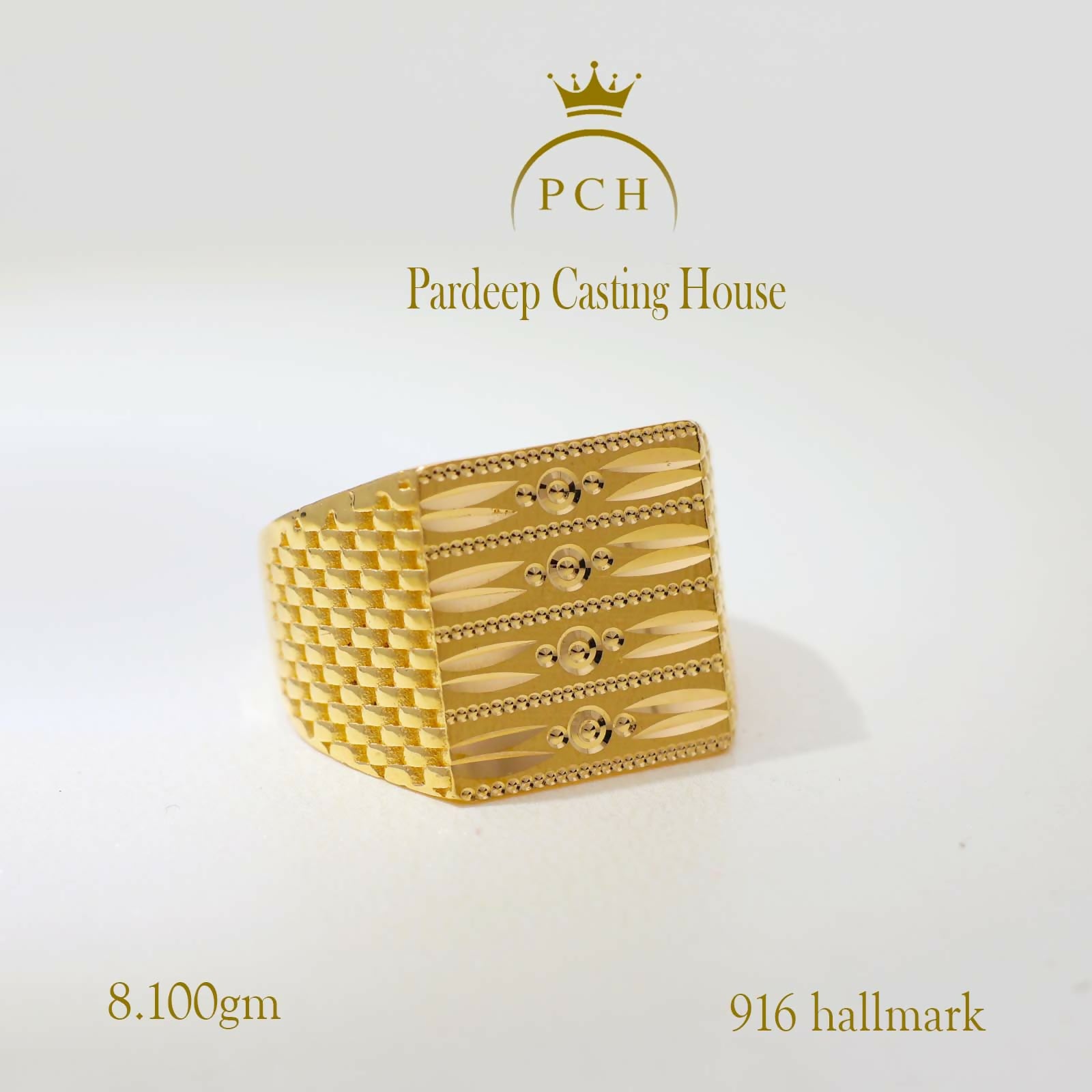 Royal Textured Gold Ring for Men Sarafa Bazar India