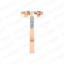 Flower Motif 14K Rose Gold Diamond Ring Premium Look Sarafa Bazar India