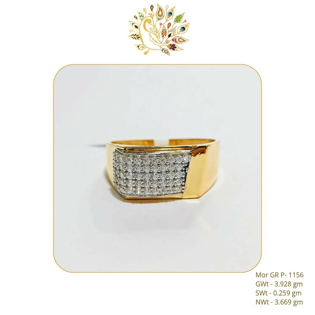 22kt Mor CZ Stoneless Gents Ring Sarafa Bazar India