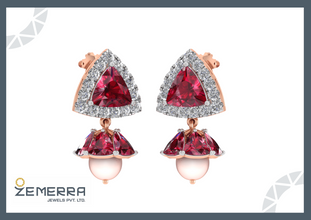14K Drop Earrings with Real Diamonds