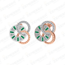 14K Rose Gold Diamond & Green Stone Circle Pendant Sarafa Bazar India