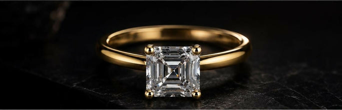 Asscher Cut Lab Grown Diamond Women's Ring 9Kt White Gold Sarafa Bazar India