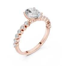 Oval Cut Lab Grown Diamond Women's Ring 9Kt Rose Gold LR-67 Sarafa Bazar India