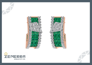 Stylish 14K Rose Gold Diamond Bali Earring Sarafa Bazar India