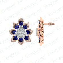 14K Rose Gold Diamond Pendant Set With Blue Stone Sarafa Bazar India