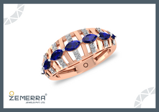 Multi Stone Diamond Band Ring in 14K Rose Gold Sarafa Bazar India