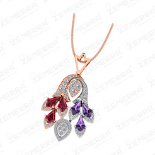 Chandelier Diamond Drop Pendant With Dual Color Stone in 14k gold Sarafa Bazar India