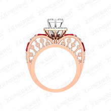 Lavish 14k Gold Diamond Halo Heart Ring Sarafa Bazar India