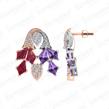 Chandelier Diamond Drop Pendant With Dual Color Stone in 14k gold Sarafa Bazar India