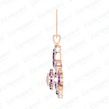 14K Gold Diamond Pendant Set With Purple Stone Sarafa Bazar India