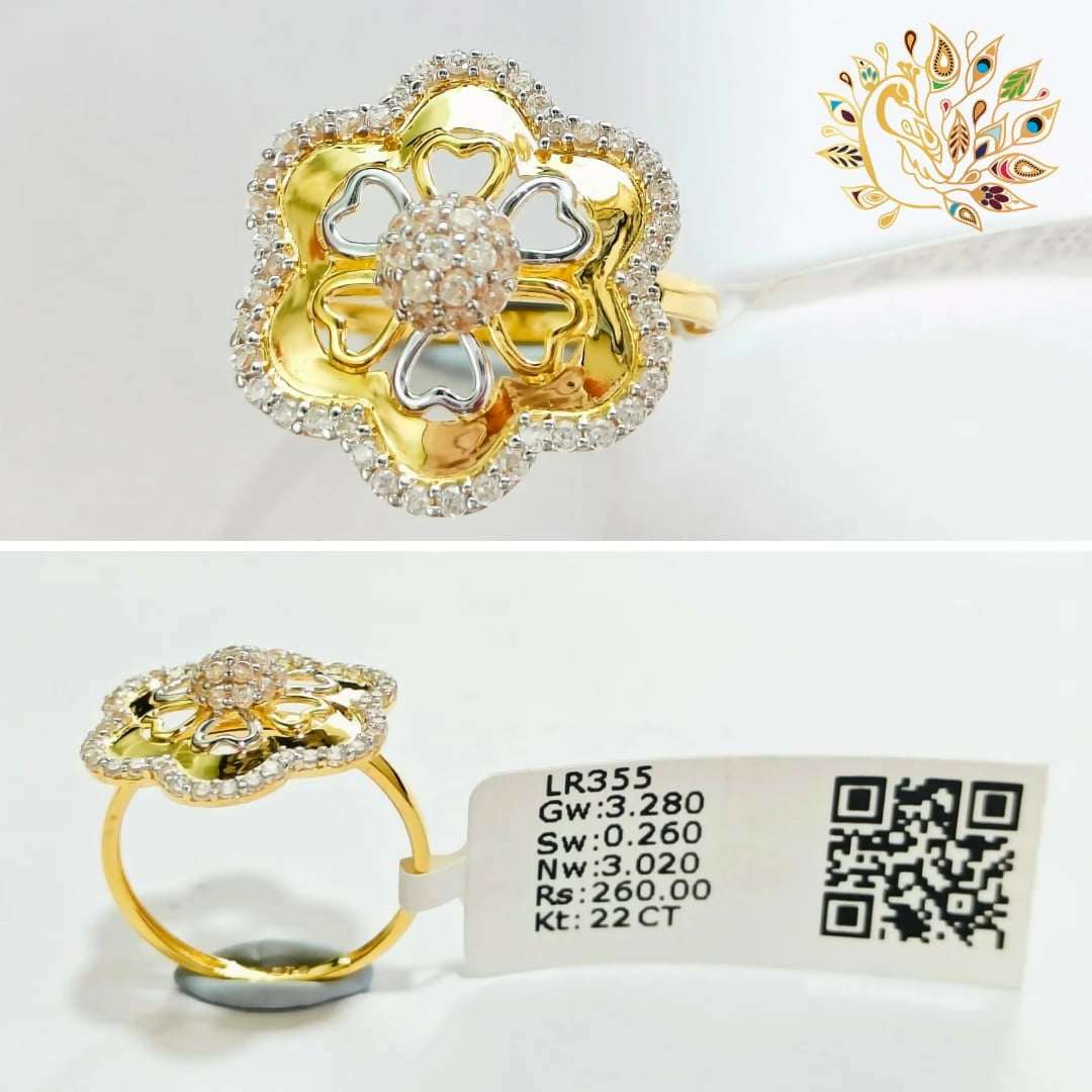 22kt CZ Ladies Ring Sarafa Bazar India