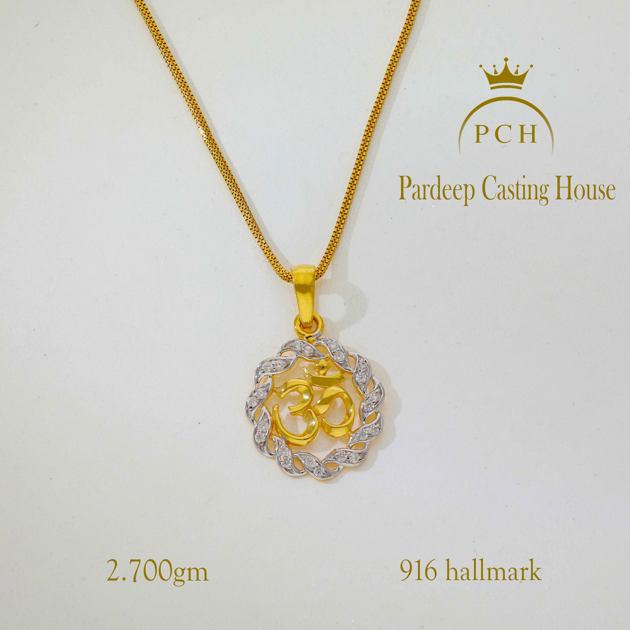 Stylish OM stone Gold Pendent Sarafa Bazar India