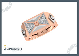 Radiant 14K Rose Gold Diamond Men's Ring New Design Sarafa Bazar India
