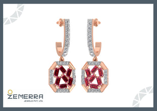 Radiant 14K Rose Gold Diamond Ruby Buguette Bali Sarafa Bazar India