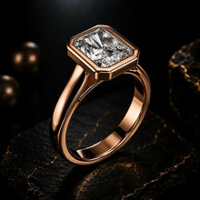 Radiant Cut lab Grown Diamond Women's Ring 9KT Rose Gold Sarafa Bazar India