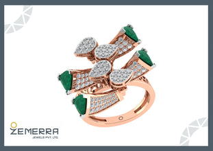 Radiant Rose Gold Diamond Rings in 14K Sarafa Bazar India