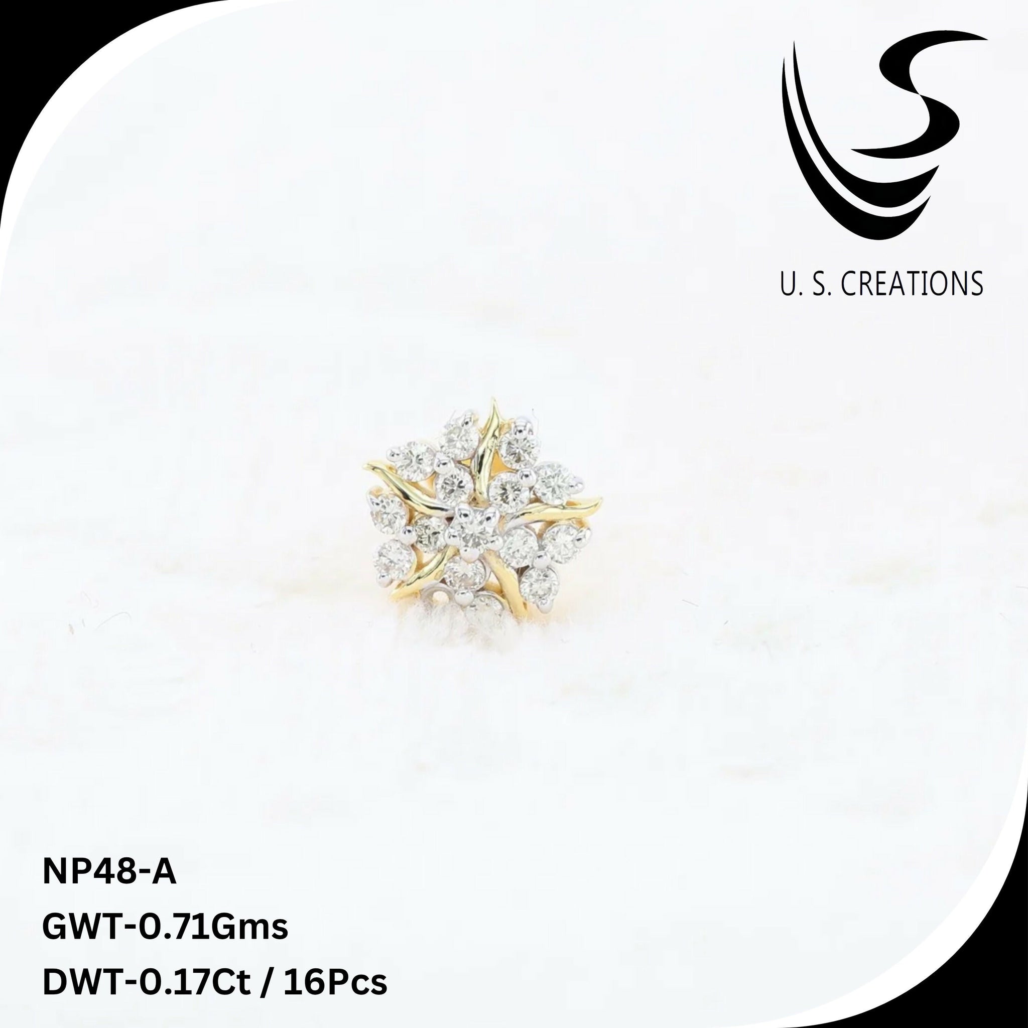 Gold & Diamond Nose Pin-NP-48-A Sarafa Bazar India