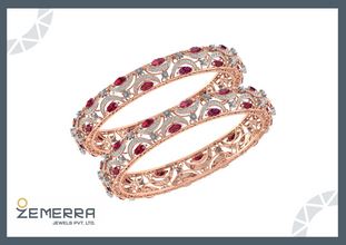 14KT Rose Gold Diamond Bangles For Women
