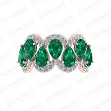 Sparking Diamond Pears Cut Band Ring in 14K Gold Sarafa Bazar India