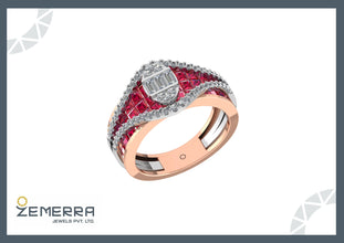 Romantic 14K Rose Gold Diamond Ring Sarafa Bazar India