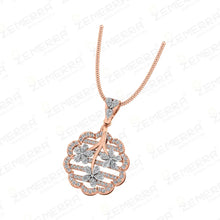 Rose Gold 14K Floral Diamond Pendant Set for Women Sarafa Bazar India