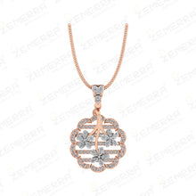 Rose Gold 14K Floral Diamond Pendant Set for Women Sarafa Bazar India