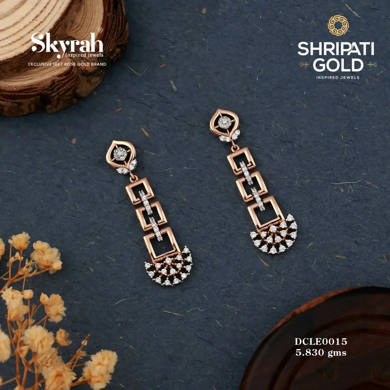 Rose Gold CZ Earrings Sarafa Bazar India