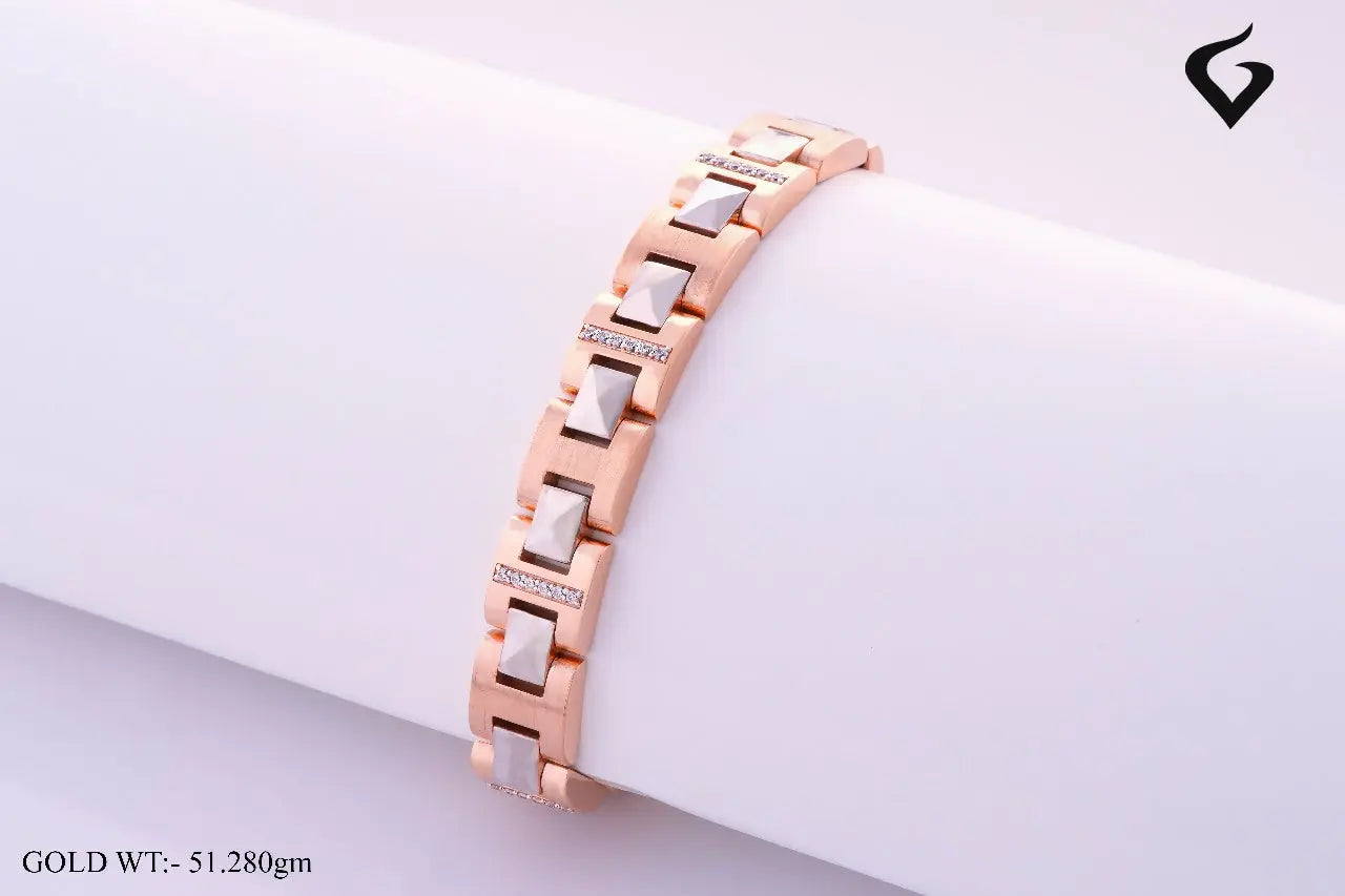 Rose Gold CZ Gents Bracelet Sarafa Bazar India