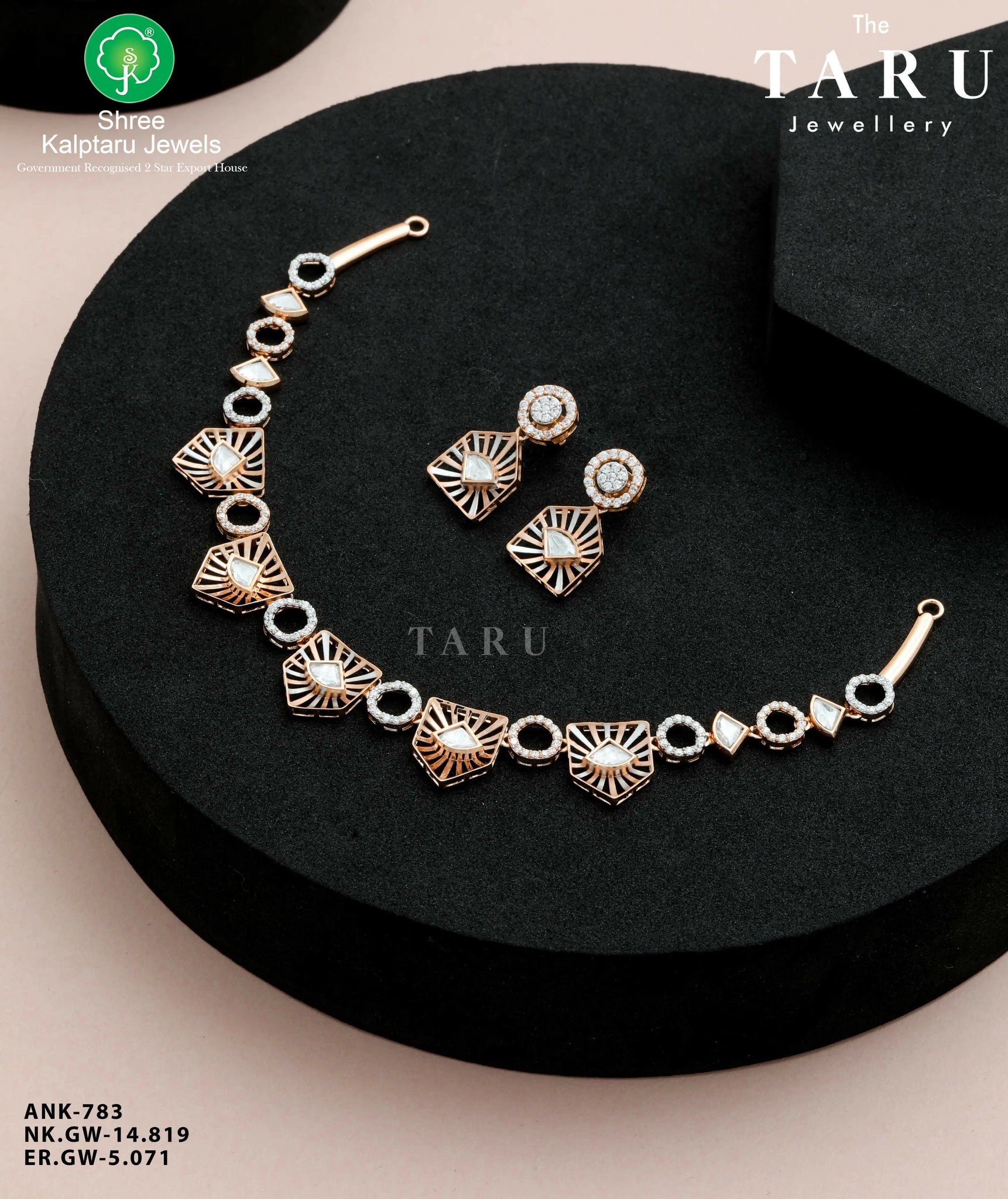 Rose Gold CZ Necklace Sarafa Bazar India