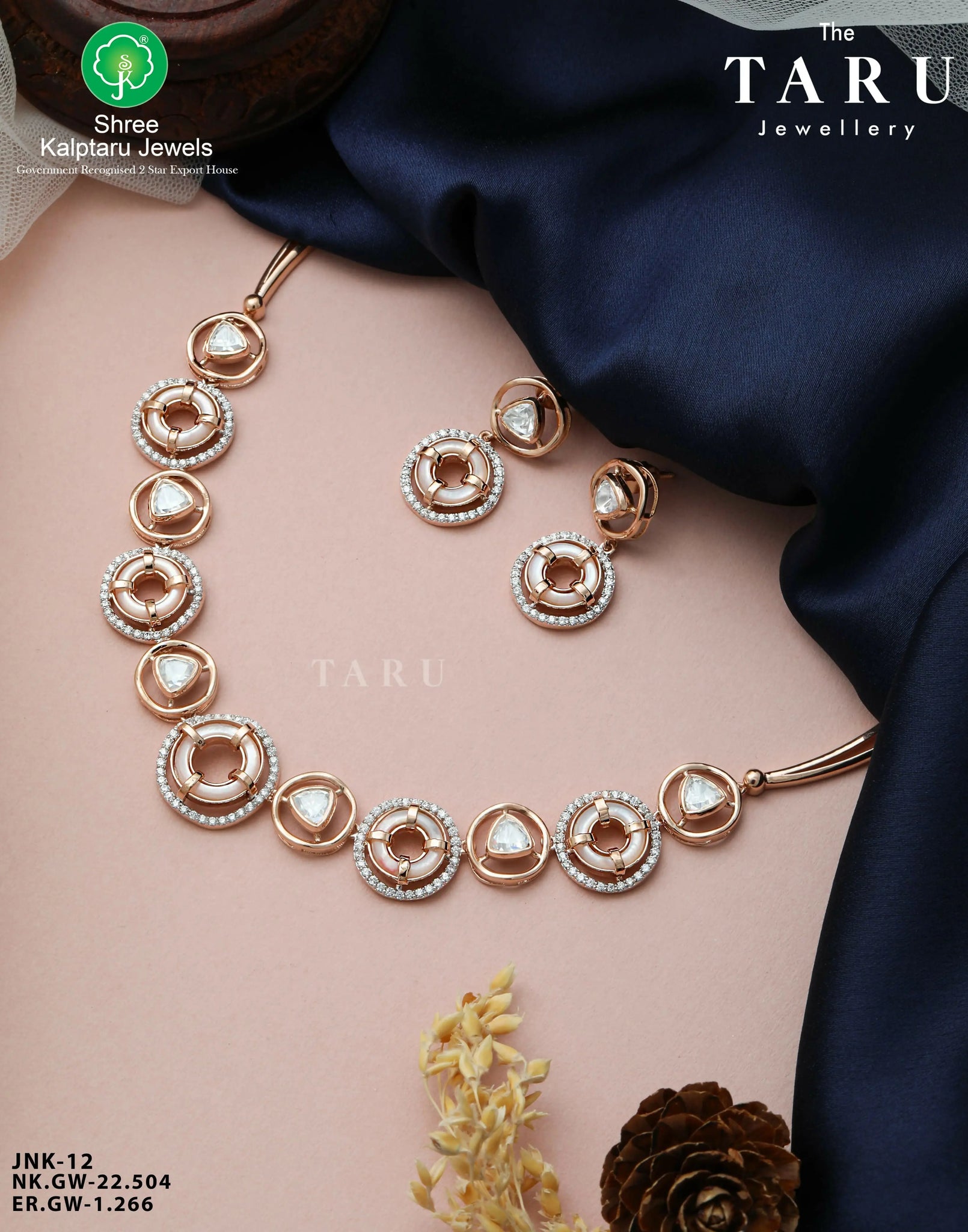 Rose Gold CZ Necklace Sarafa Bazar India