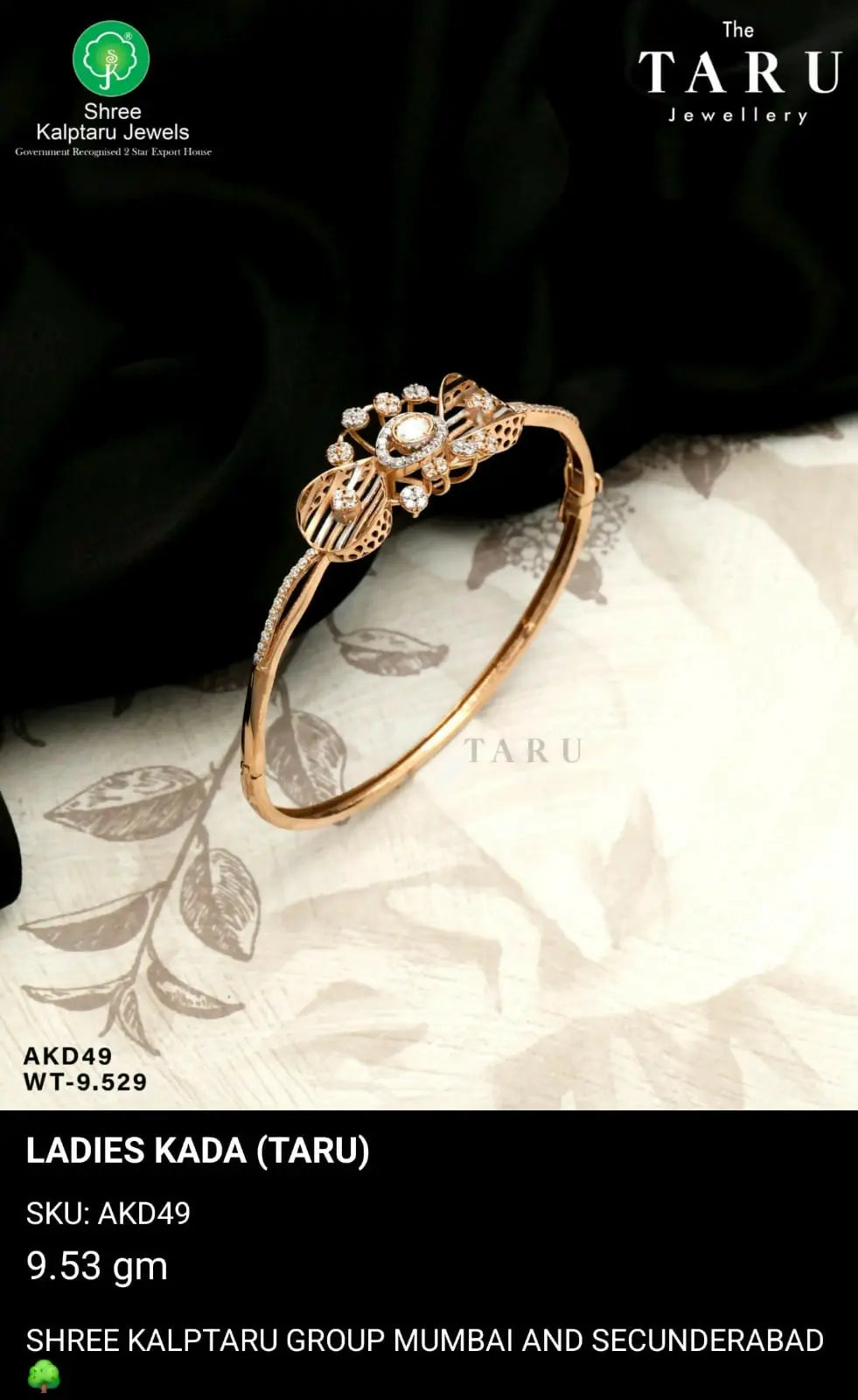 Rose Gold Ladies Kada Sarafa Bazar India