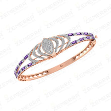 Rose Gold Natural Diamond Bangle With Purple Gemstones Sarafa Bazar India