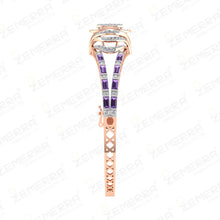 Rose Gold Natural Diamond Bangle With Purple Gemstones Sarafa Bazar India