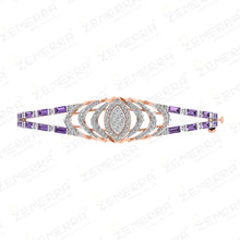 Rose Gold Natural Diamond Bangle With Purple Gemstones Sarafa Bazar India