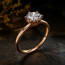 Round Cut lab Grown Diamond Women's Ring 9KT Rose Gold Sarafa Bazar India