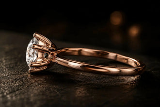 Round Cut lab Grown Diamond Women's Ring 9KT Rose Gold Sarafa Bazar India