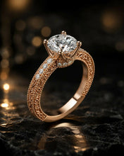 Round Cut lab Grown Diamond Women's Ring 9KT Rose Gold Sarafa Bazar India
